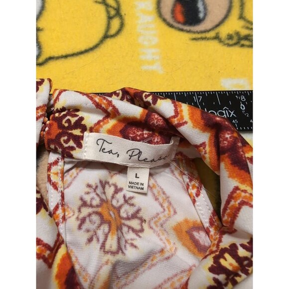 Tea Please Multicolor Keyhole Back Blouse Women's Size L NWT - Picture 4 of 7